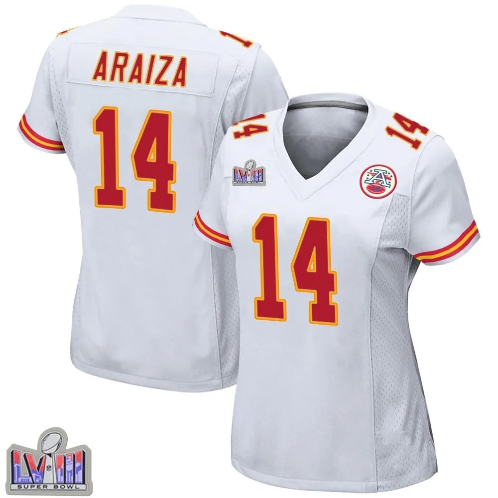Women's Kansas City Chiefs Matt Araiza Nike Super Bowl LVIII Patch Game White Jersey Women's Kansas City Chiefs Matt Araiza Nike Super Bowl LVIII Patch Game White Jersey