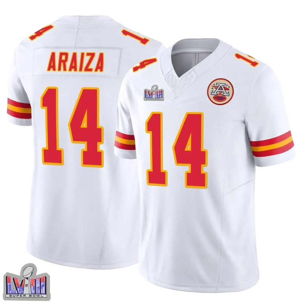 Youth Kansas City Chiefs Matt Araiza Nike Vapor F.U.S.E. Super Bowl LVIII Patch Limited White Jersey Youth Kansas City Chiefs Matt Araiza Nike Vapor F.U.S.E. Super Bowl LVIII Patch Limited White Jersey