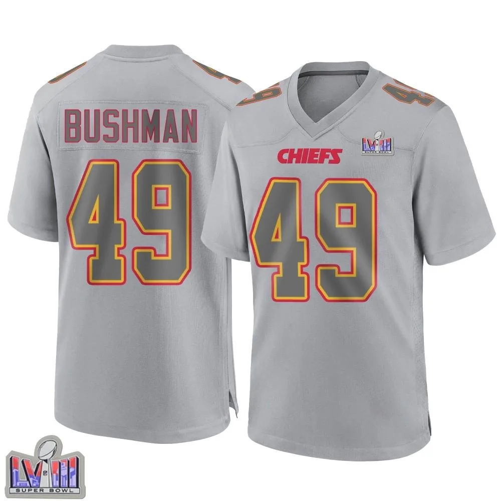 Youth Kansas City Chiefs Matt Bushman Nike Atmosphere Fashion Super Bowl LVIII Patch Game Gray Jersey Youth Kansas City Chiefs Matt Bushman Nike Atmosphere Fashion Super Bowl LVIII Patch Game Gray Jersey