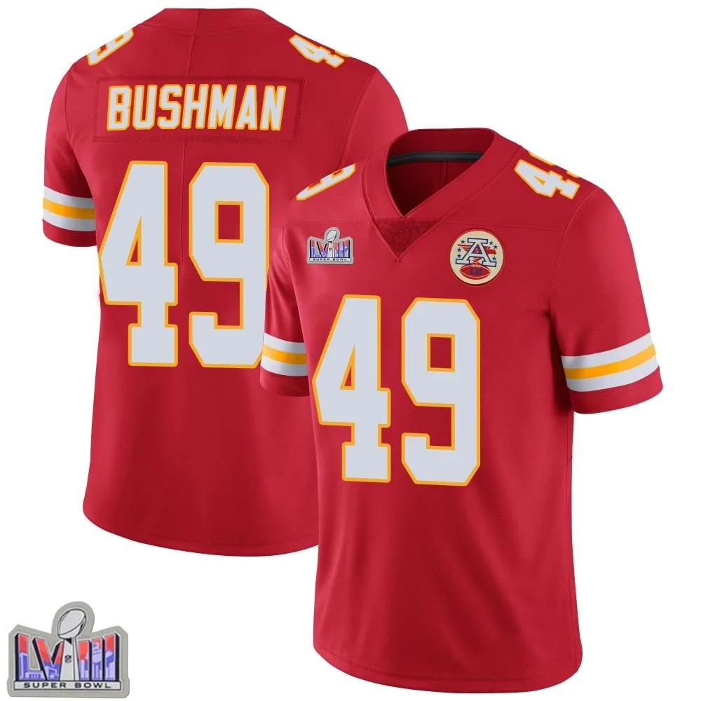 Youth Kansas City Chiefs Matt Bushman Nike Team Color Vapor Untouchable Super Bowl LVIII Patch Limited Red Jersey Youth Kansas City Chiefs Matt Bushman Nike Team Color Vapor Untouchable Super Bowl LVIII Patch Limited Red Jersey