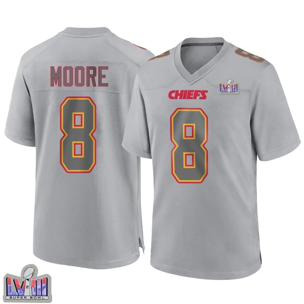 Men's Kansas City Chiefs Matt Moore Nike Atmosphere Fashion Super Bowl LVIII Patch Game Gray Jersey Men's Kansas City Chiefs Matt Moore Nike Atmosphere Fashion Super Bowl LVIII Patch Game Gray Jersey
