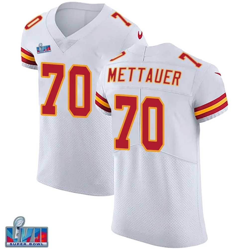 Men's Kansas City Chiefs Mckade Mettauer Nike Vapor Untouchable Super Bowl LVII Patch Elite White Jersey Men's Kansas City Chiefs Mckade Mettauer Nike Vapor Untouchable Super Bowl LVII Patch Elite White Jersey