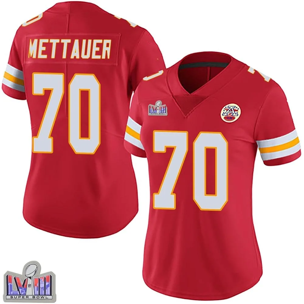 Women's Kansas City Chiefs Mckade Mettauer Nike Team Color Vapor Untouchable Super Bowl LVIII Patch Limited Red Jersey Women's Kansas City Chiefs Mckade Mettauer Nike Team Color Vapor Untouchable Super Bowl LVIII Patch Limited Red Jersey