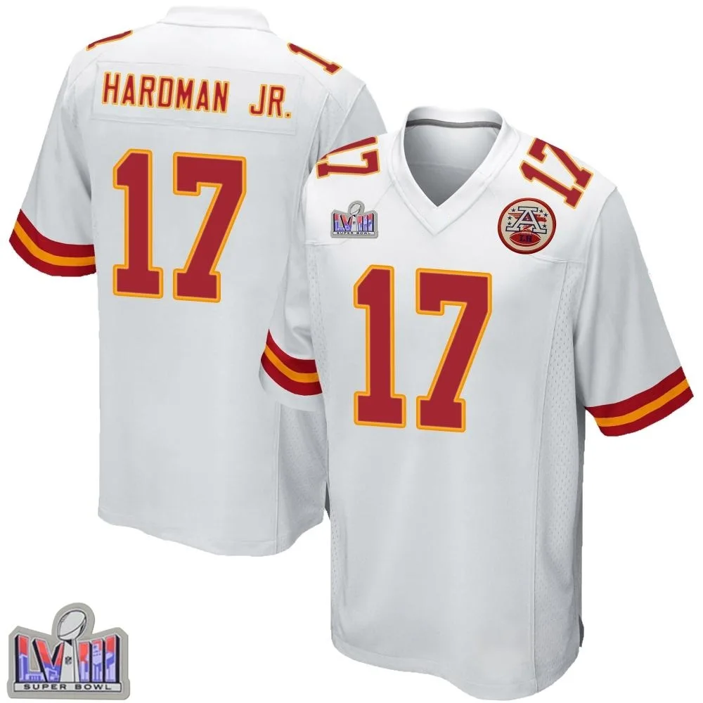 Men's Kansas City Chiefs Mecole Hardman Nike Super Bowl LVIII Patch Game White Jersey Men's Kansas City Chiefs Mecole Hardman Nike Super Bowl LVIII Patch Game White Jersey