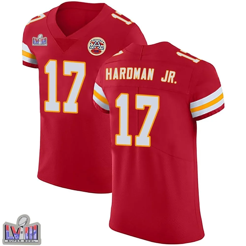 Men's Kansas City Chiefs Mecole Hardman Nike Team Color Vapor Untouchable Super Bowl LVIII Patch Elite Red Jersey Men's Kansas City Chiefs Mecole Hardman Nike Team Color Vapor Untouchable Super Bowl LVIII Patch Elite Red Jersey