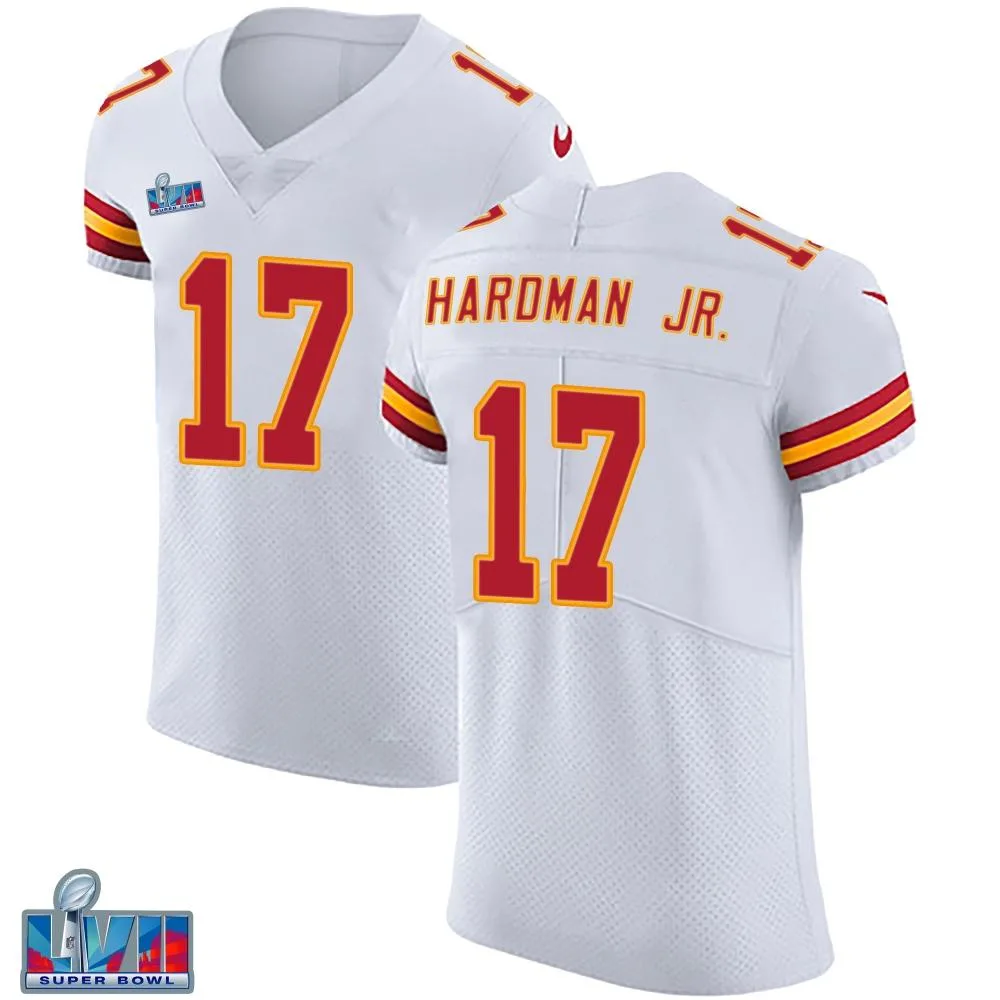 Men's Kansas City Chiefs Mecole Hardman Nike Vapor Untouchable Super Bowl LVII Patch Elite White Jersey Men's Kansas City Chiefs Mecole Hardman Nike Vapor Untouchable Super Bowl LVII Patch Elite White Jersey