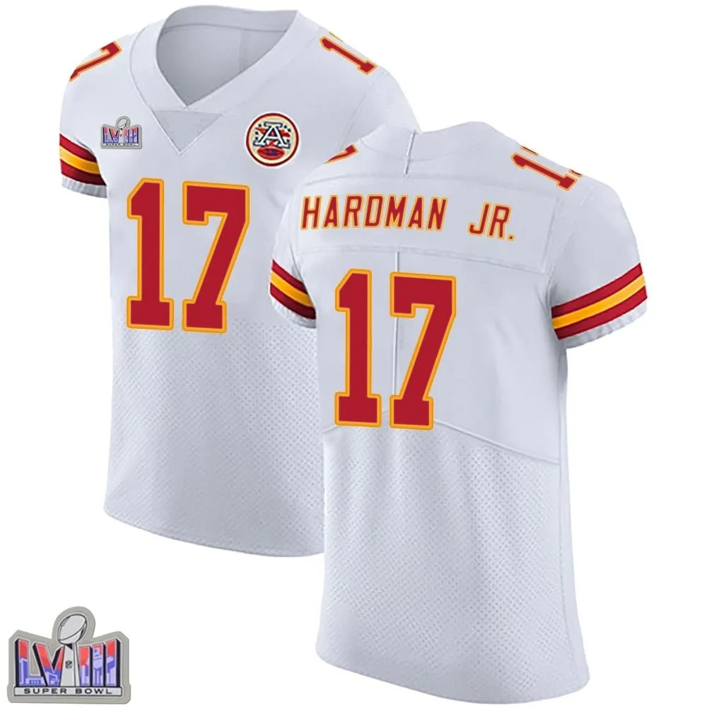 Men's Kansas City Chiefs Mecole Hardman Nike Vapor Untouchable Super Bowl LVIII Patch Elite White Jersey Men's Kansas City Chiefs Mecole Hardman Nike Vapor Untouchable Super Bowl LVIII Patch Elite White Jersey