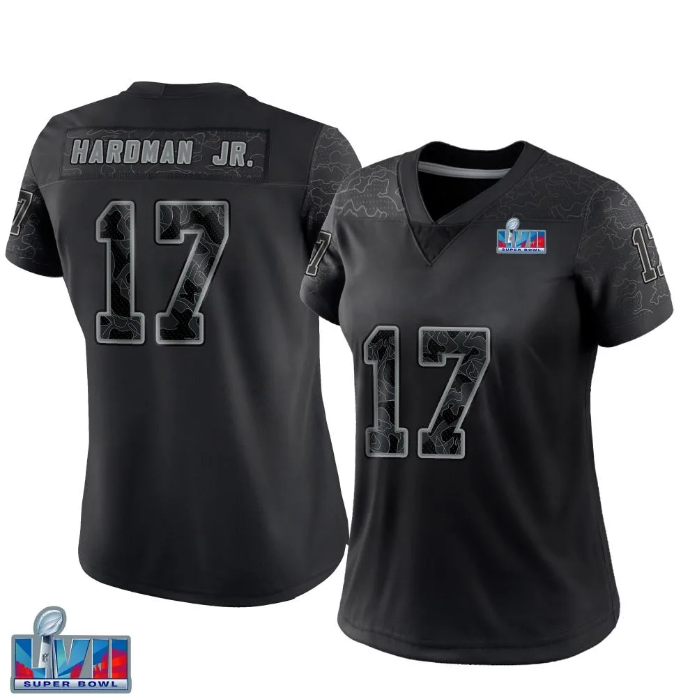 Women's Kansas City Chiefs Mecole Hardman Nike Reflective Super Bowl LVII Patch Limited Black Jersey Women's Kansas City Chiefs Mecole Hardman Nike Reflective Super Bowl LVII Patch Limited Black Jersey