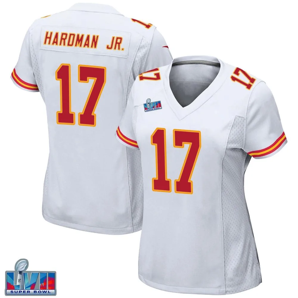 Women's Kansas City Chiefs Mecole Hardman Nike Super Bowl LVII Patch Game White Jersey Women's Kansas City Chiefs Mecole Hardman Nike Super Bowl LVII Patch Game White Jersey