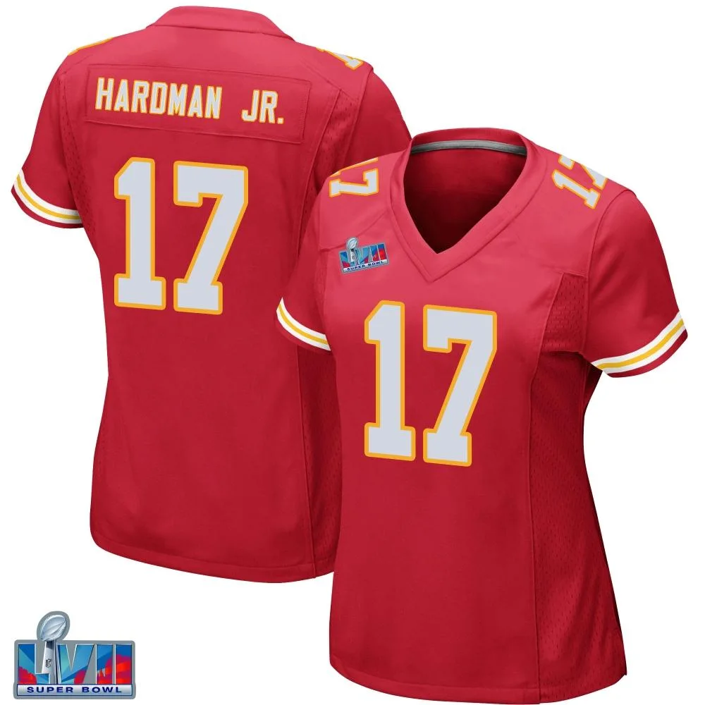 Women's Kansas City Chiefs Mecole Hardman Nike Team Color Super Bowl LVII Patch Game Red Jersey Women's Kansas City Chiefs Mecole Hardman Nike Team Color Super Bowl LVII Patch Game Red Jersey