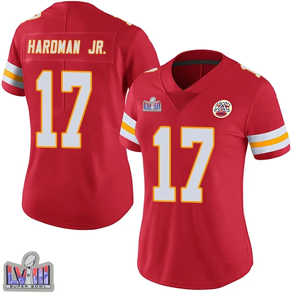 Women's Kansas City Chiefs Mecole Hardman Nike Team Color Vapor Untouchable Super Bowl LVIII Patch Limited Red Jersey Women's Kansas City Chiefs Mecole Hardman Nike Team Color Vapor Untouchable Super Bowl LVIII Patch Limited Red Jersey