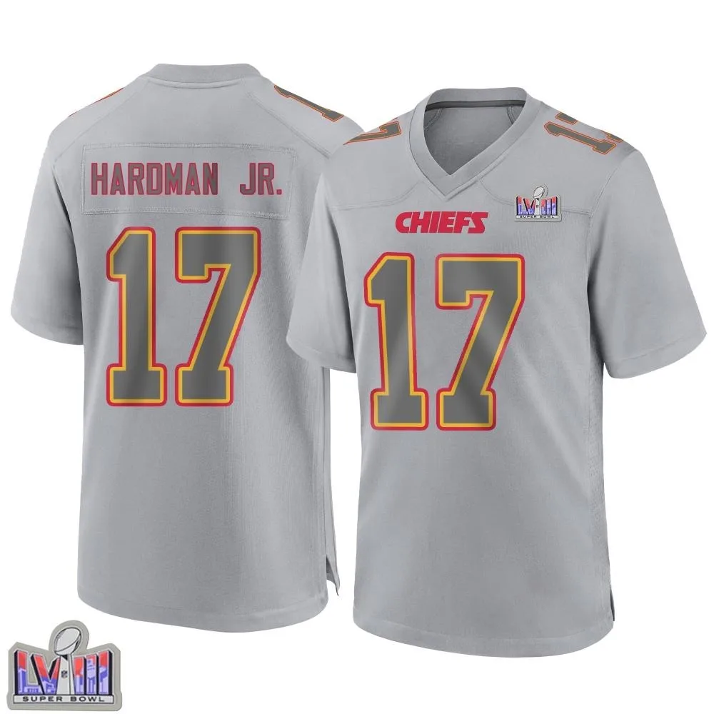 Youth Kansas City Chiefs Mecole Hardman Nike Atmosphere Fashion Super Bowl LVIII Patch Game Gray Jersey Youth Kansas City Chiefs Mecole Hardman Nike Atmosphere Fashion Super Bowl LVIII Patch Game Gray Jersey