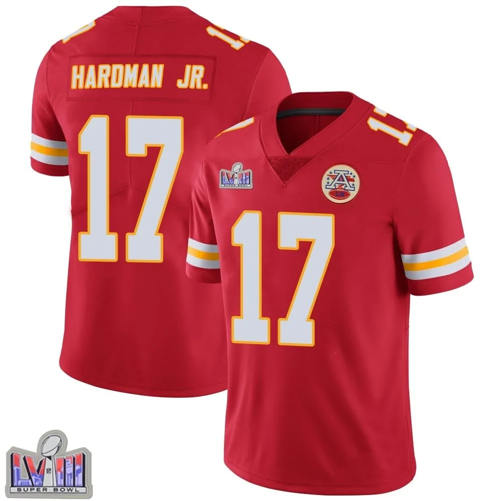 Youth Kansas City Chiefs Mecole Hardman Nike Team Color Vapor Untouchable Super Bowl LVIII Patch Limited Red Jersey Youth Kansas City Chiefs Mecole Hardman Nike Team Color Vapor Untouchable Super Bowl LVIII Patch Limited Red Jersey