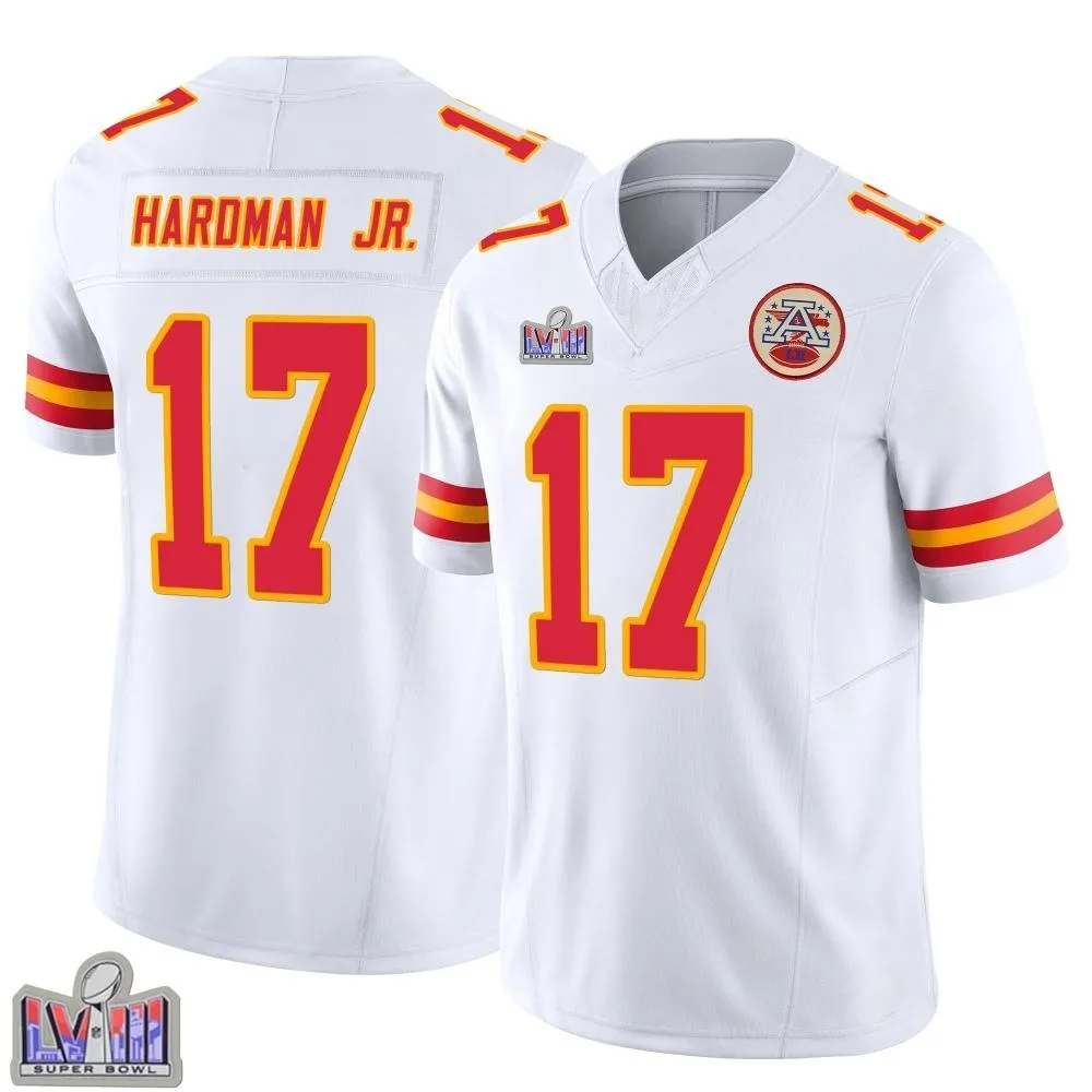 Youth Kansas City Chiefs Mecole Hardman Nike Vapor F.U.S.E. Super Bowl LVIII Patch Limited White Jersey Youth Kansas City Chiefs Mecole Hardman Nike Vapor F.U.S.E. Super Bowl LVIII Patch Limited White Jersey