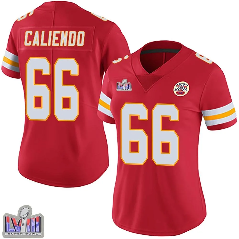 Women's Kansas City Chiefs Mike Caliendo Nike Team Color Vapor Untouchable Super Bowl LVIII Patch Limited Red Jersey Women's Kansas City Chiefs Mike Caliendo Nike Team Color Vapor Untouchable Super Bowl LVIII Patch Limited Red Jersey