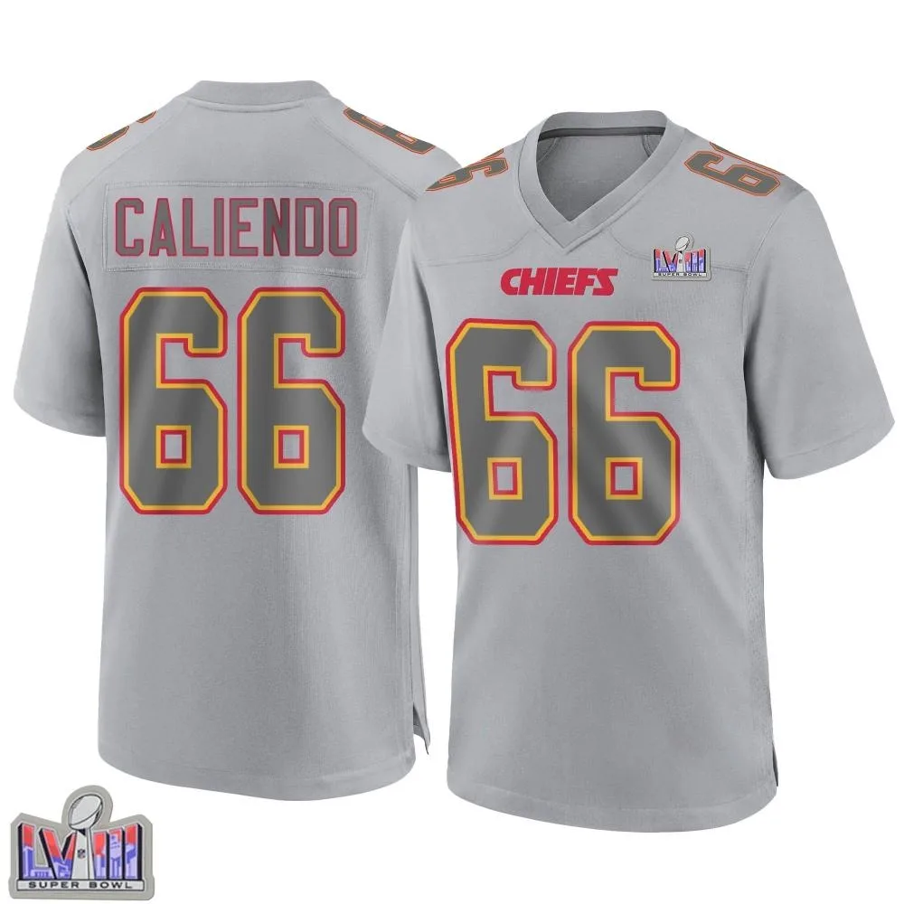 Youth Kansas City Chiefs Mike Caliendo Nike Atmosphere Fashion Super Bowl LVIII Patch Game Gray Jersey Youth Kansas City Chiefs Mike Caliendo Nike Atmosphere Fashion Super Bowl LVIII Patch Game Gray Jersey