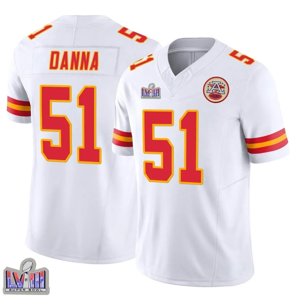Youth Kansas City Chiefs Mike Danna Nike Vapor F.U.S.E. Super Bowl LVIII Patch Limited White Jersey Youth Kansas City Chiefs Mike Danna Nike Vapor F.U.S.E. Super Bowl LVIII Patch Limited White Jersey
