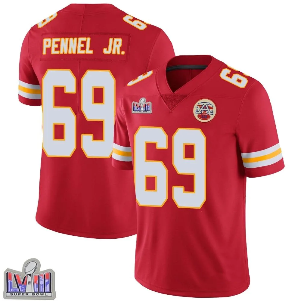 Men's Kansas City Chiefs Mike Pennel Jr. Nike Team Color Vapor Untouchable Super Bowl LVIII Patch Limited Red Jersey Men's Kansas City Chiefs Mike Pennel Jr. Nike Team Color Vapor Untouchable Super Bowl LVIII Patch Limited Red Jersey