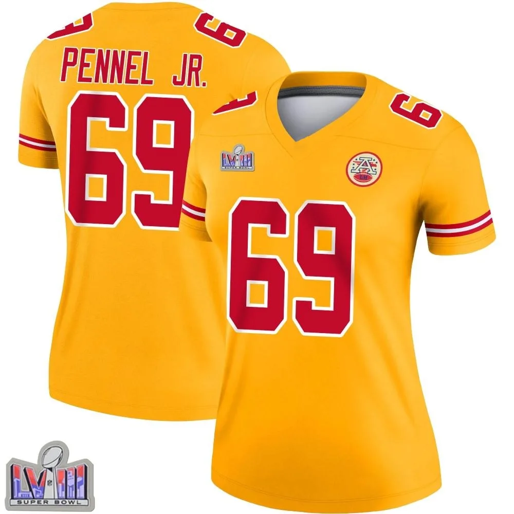 Women's Kansas City Chiefs Mike Pennel Jr. Nike Inverted Super Bowl LVIII Patch Legend Gold Jersey Women's Kansas City Chiefs Mike Pennel Jr. Nike Inverted Super Bowl LVIII Patch Legend Gold Jersey
