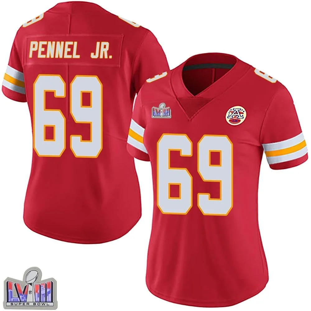 Women's Kansas City Chiefs Mike Pennel Jr. Nike Team Color Vapor Untouchable Super Bowl LVIII Patch Limited Red Jersey Women's Kansas City Chiefs Mike Pennel Jr. Nike Team Color Vapor Untouchable Super Bowl LVIII Patch Limited Red Jersey