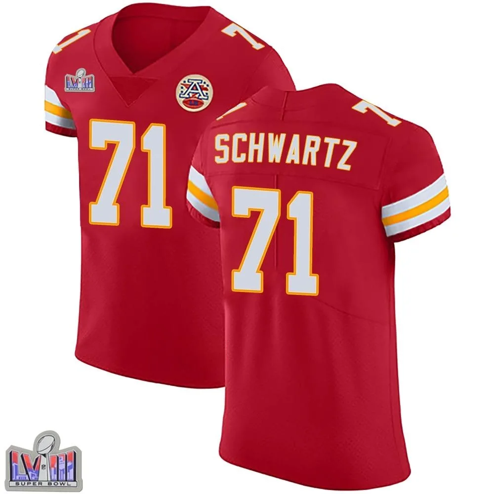 Men's Kansas City Chiefs Mitchell Schwartz Nike Team Color Vapor Untouchable Super Bowl LVIII Patch Elite Red Jersey Men's Kansas City Chiefs Mitchell Schwartz Nike Team Color Vapor Untouchable Super Bowl LVIII Patch Elite Red Jersey