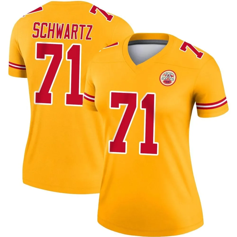 Women's Kansas City Chiefs Mitchell Schwartz Nike Inverted Legend Gold Jersey Women's Kansas City Chiefs Mitchell Schwartz Nike Inverted Legend Gold Jersey
