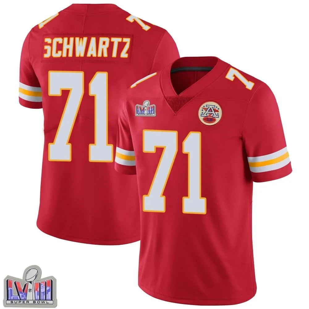 Youth Kansas City Chiefs Mitchell Schwartz Nike Team Color Vapor Untouchable Super Bowl LVIII Patch Limited Red Jersey Youth Kansas City Chiefs Mitchell Schwartz Nike Team Color Vapor Untouchable Super Bowl LVIII Patch Limited Red Jersey