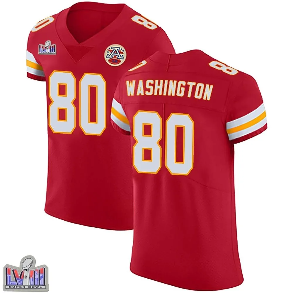 Men's Kansas City Chiefs Montrell Washington Nike Team Color Vapor Untouchable Super Bowl LVIII Patch Elite Red Jersey Men's Kansas City Chiefs Montrell Washington Nike Team Color Vapor Untouchable Super Bowl LVIII Patch Elite Red Jersey