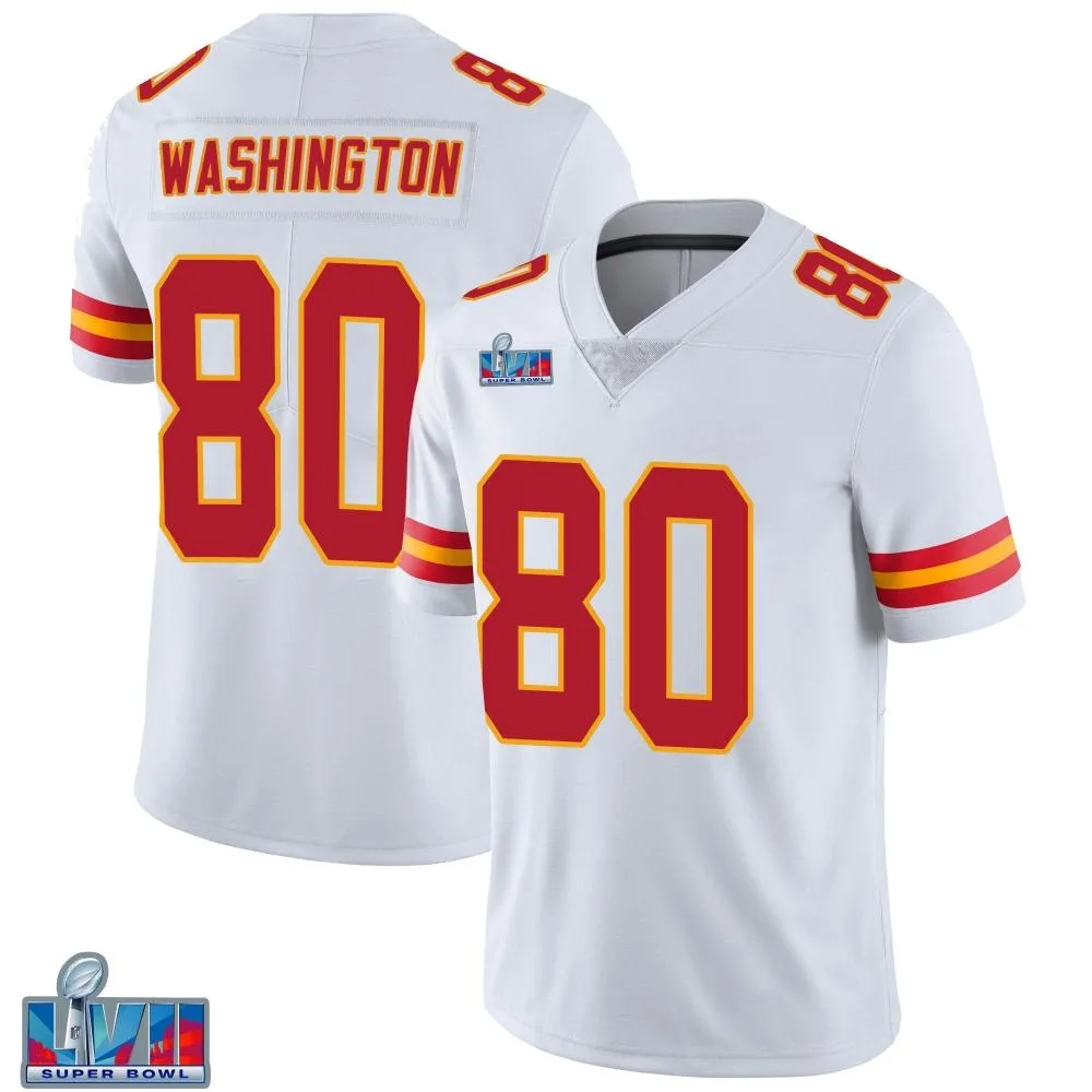 Men's Kansas City Chiefs Montrell Washington Nike Vapor Untouchable Super Bowl LVII Patch Limited White Jersey Men's Kansas City Chiefs Montrell Washington Nike Vapor Untouchable Super Bowl LVII Patch Limited White Jersey