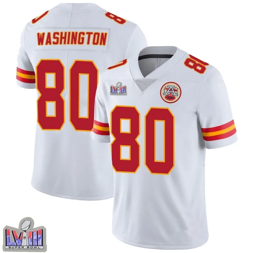Men's Kansas City Chiefs Montrell Washington Nike Vapor Untouchable Super Bowl LVIII Patch Limited White Jersey Men's Kansas City Chiefs Montrell Washington Nike Vapor Untouchable Super Bowl LVIII Patch Limited White Jersey