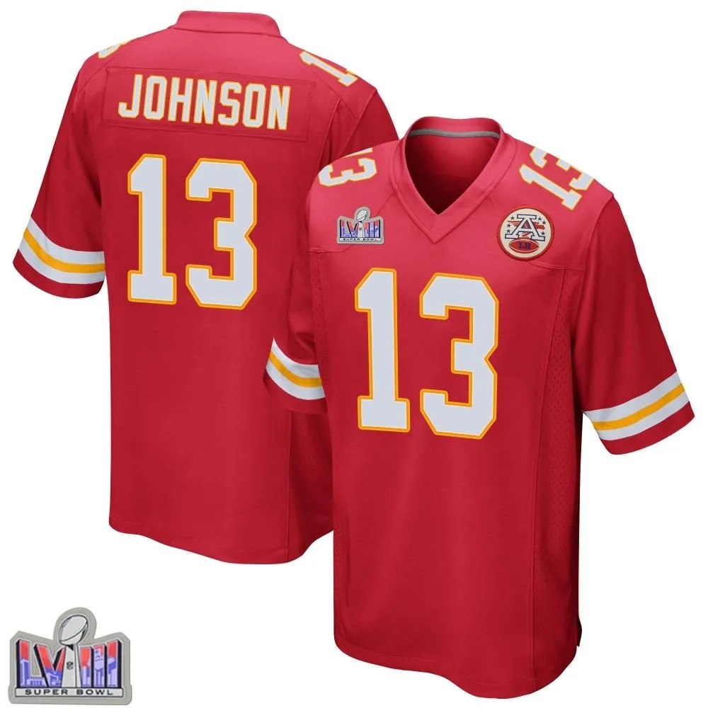Men's Kansas City Chiefs Nazeeh Johnson Nike Team Color Super Bowl LVIII Patch Game Red Jersey Men's Kansas City Chiefs Nazeeh Johnson Nike Team Color Super Bowl LVIII Patch Game Red Jersey