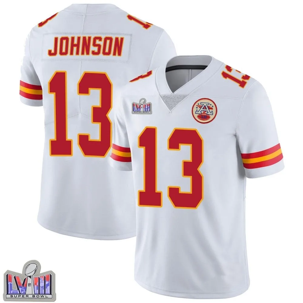 Men's Kansas City Chiefs Nazeeh Johnson Nike Vapor Untouchable Super Bowl LVIII Patch Limited White Jersey Men's Kansas City Chiefs Nazeeh Johnson Nike Vapor Untouchable Super Bowl LVIII Patch Limited White Jersey