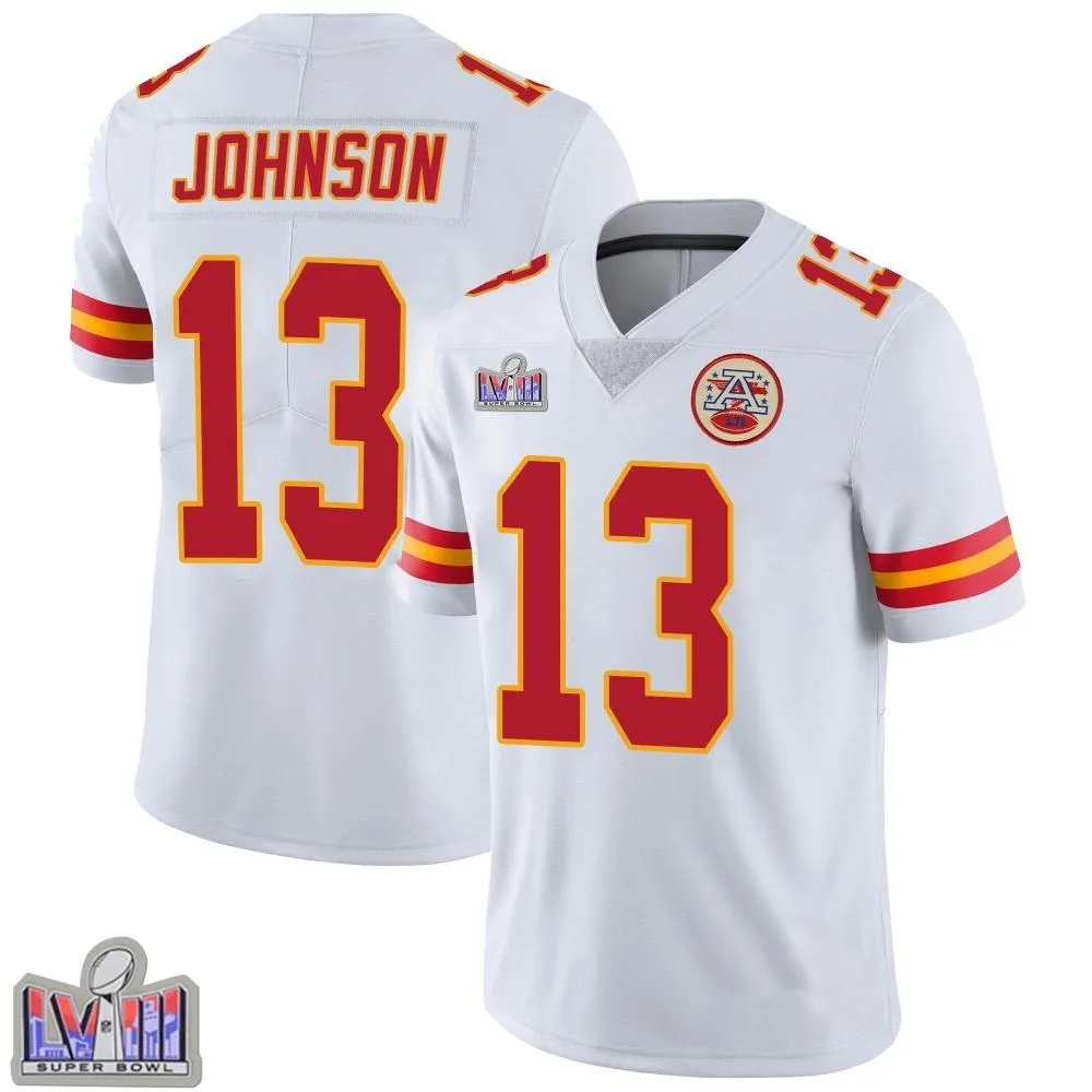 Youth Kansas City Chiefs Nazeeh Johnson Nike Vapor Untouchable Super Bowl LVIII Patch Limited White Jersey Youth Kansas City Chiefs Nazeeh Johnson Nike Vapor Untouchable Super Bowl LVIII Patch Limited White Jersey