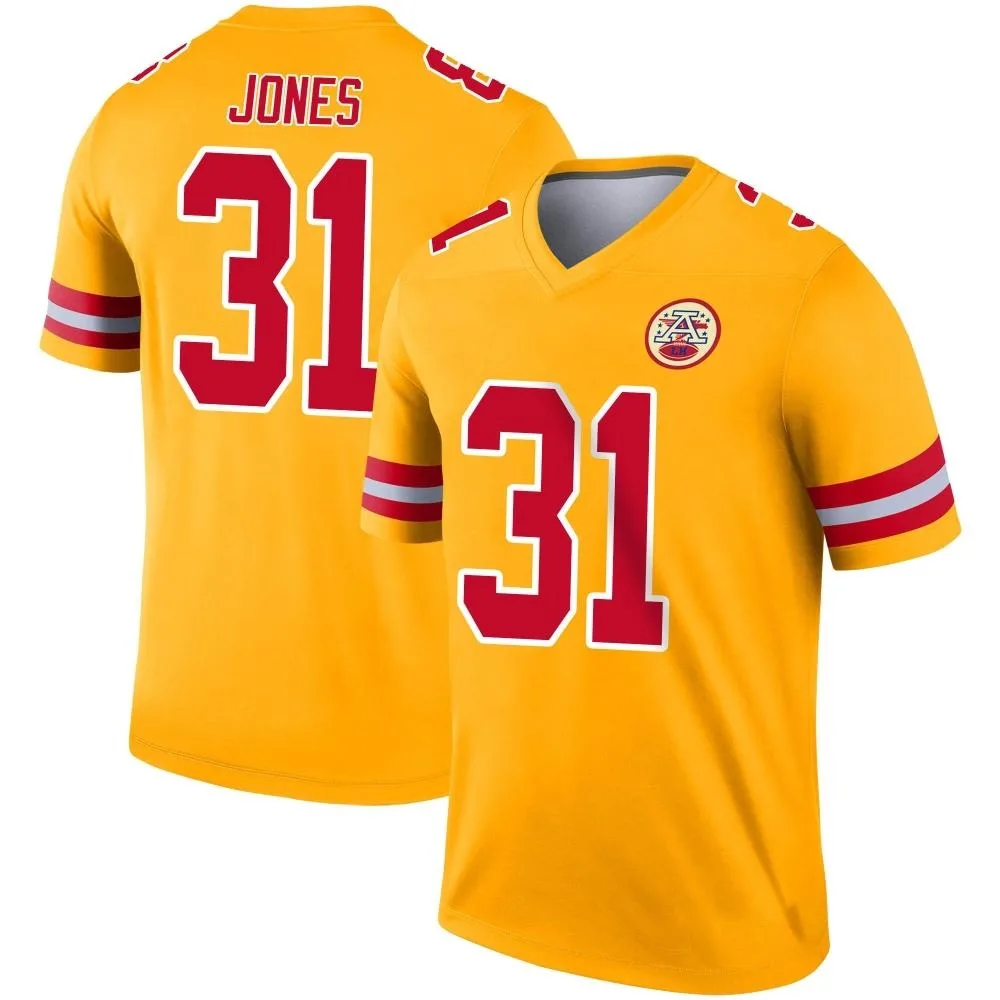 Men's Kansas City Chiefs Nic Jones Nike Inverted Legend Gold Jersey Men's Kansas City Chiefs Nic Jones Nike Inverted Legend Gold Jersey