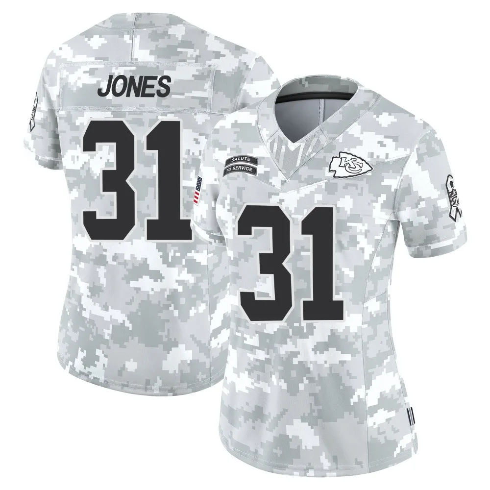 Women's Kansas City Chiefs Nic Jones Nike 2024 Salute to Service Limited Arctic Camo Jersey Women's Kansas City Chiefs Nic Jones Nike 2024 Salute to Service Limited Arctic Camo Jersey