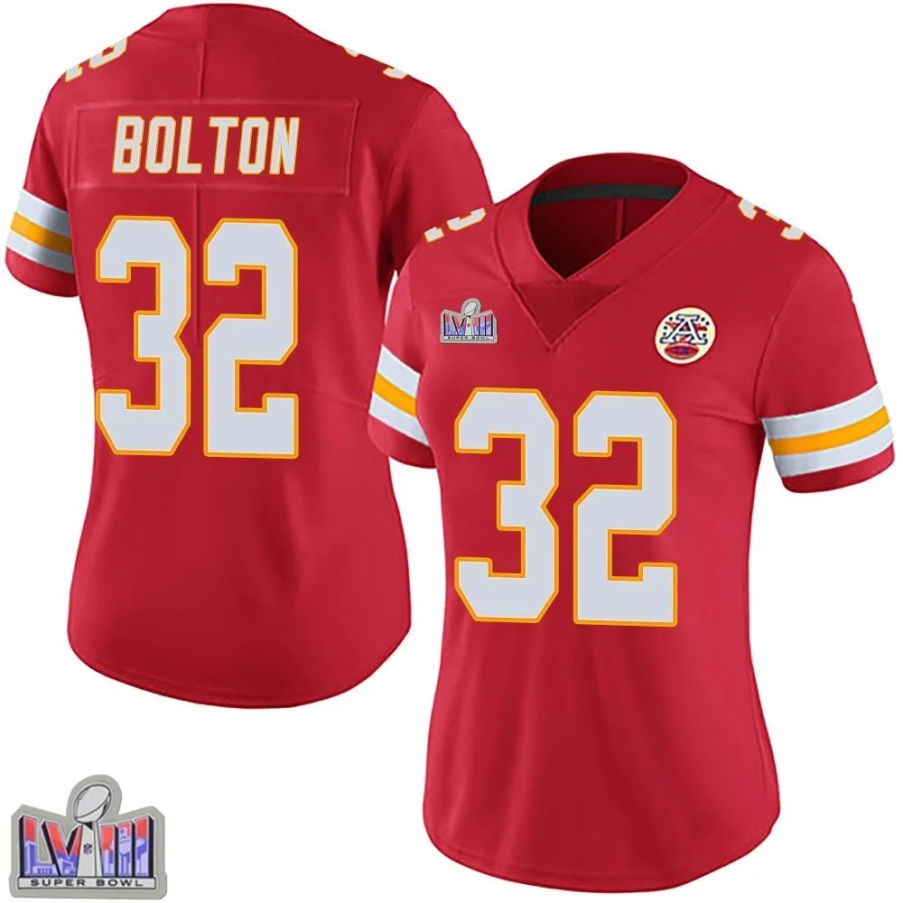 Women's Kansas City Chiefs Nick Bolton Nike Team Color Vapor Untouchable Super Bowl LVIII Patch Limited Red Jersey Women's Kansas City Chiefs Nick Bolton Nike Team Color Vapor Untouchable Super Bowl LVIII Patch Limited Red Jersey