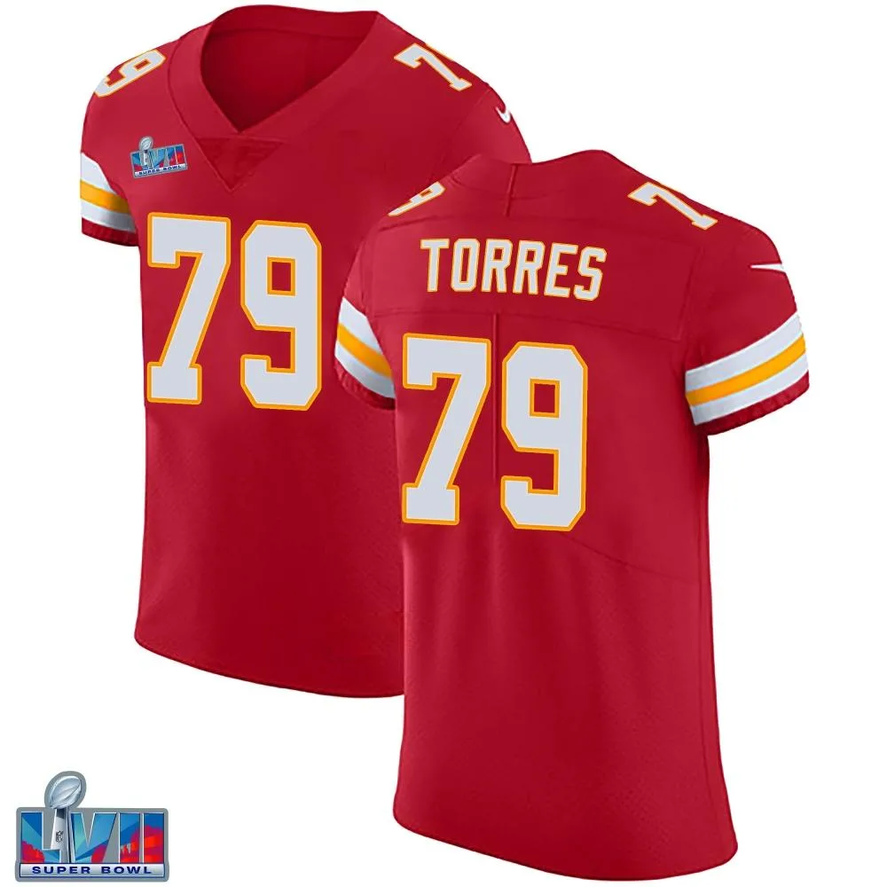 Men's Kansas City Chiefs Nick Torres Nike Team Color Vapor Untouchable Super Bowl LVII Patch Elite Red Jersey