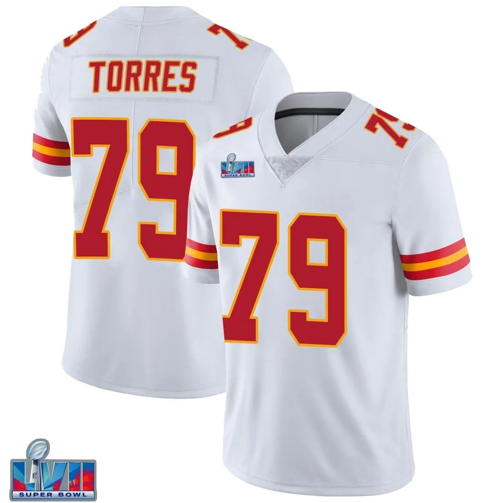 Men's Kansas City Chiefs Nick Torres Nike Vapor Untouchable Super Bowl LVII Patch Limited White Jersey Men's Kansas City Chiefs Nick Torres Nike Vapor Untouchable Super Bowl LVII Patch Limited White Jersey