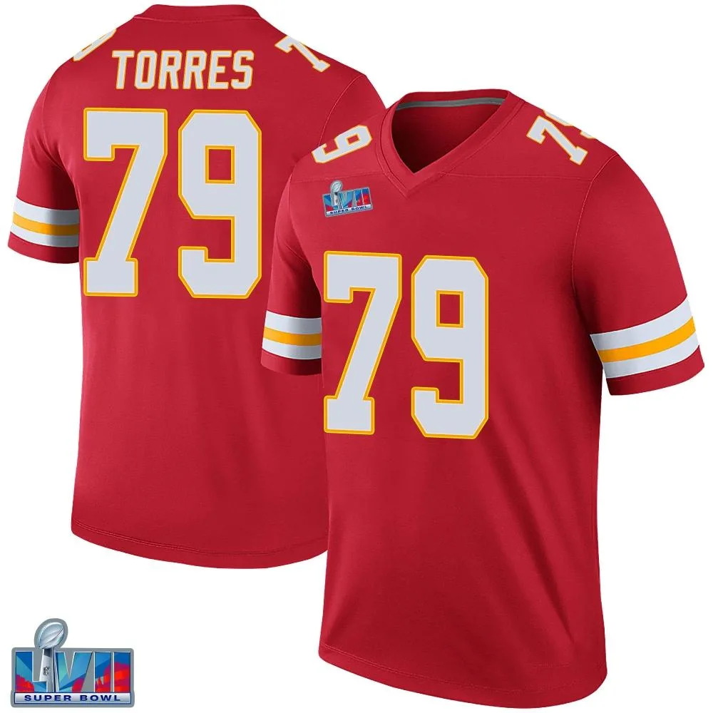 Youth Kansas City Chiefs Nick Torres Nike Color Rush Super Bowl LVII Patch Legend Red Jersey Youth Kansas City Chiefs Nick Torres Nike Color Rush Super Bowl LVII Patch Legend Red Jersey