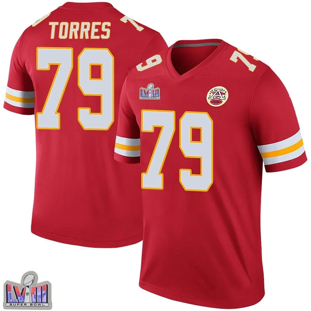 Youth Kansas City Chiefs Nick Torres Nike Color Rush Super Bowl LVIII Patch Legend Red Jersey