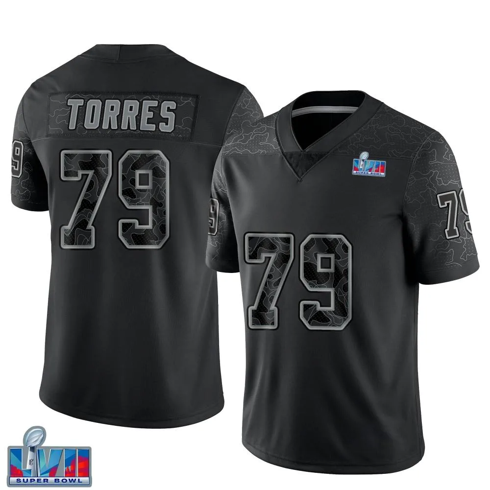 Youth Kansas City Chiefs Nick Torres Nike Reflective Super Bowl LVII Patch Limited Black Jersey Youth Kansas City Chiefs Nick Torres Nike Reflective Super Bowl LVII Patch Limited Black Jersey