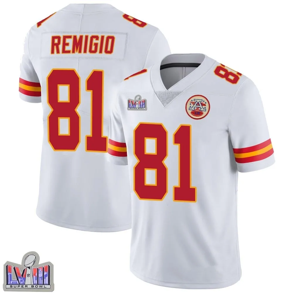 Youth Kansas City Chiefs Nikko Remigio Nike Vapor Untouchable Super Bowl LVIII Patch Limited White Jersey Youth Kansas City Chiefs Nikko Remigio Nike Vapor Untouchable Super Bowl LVIII Patch Limited White Jersey
