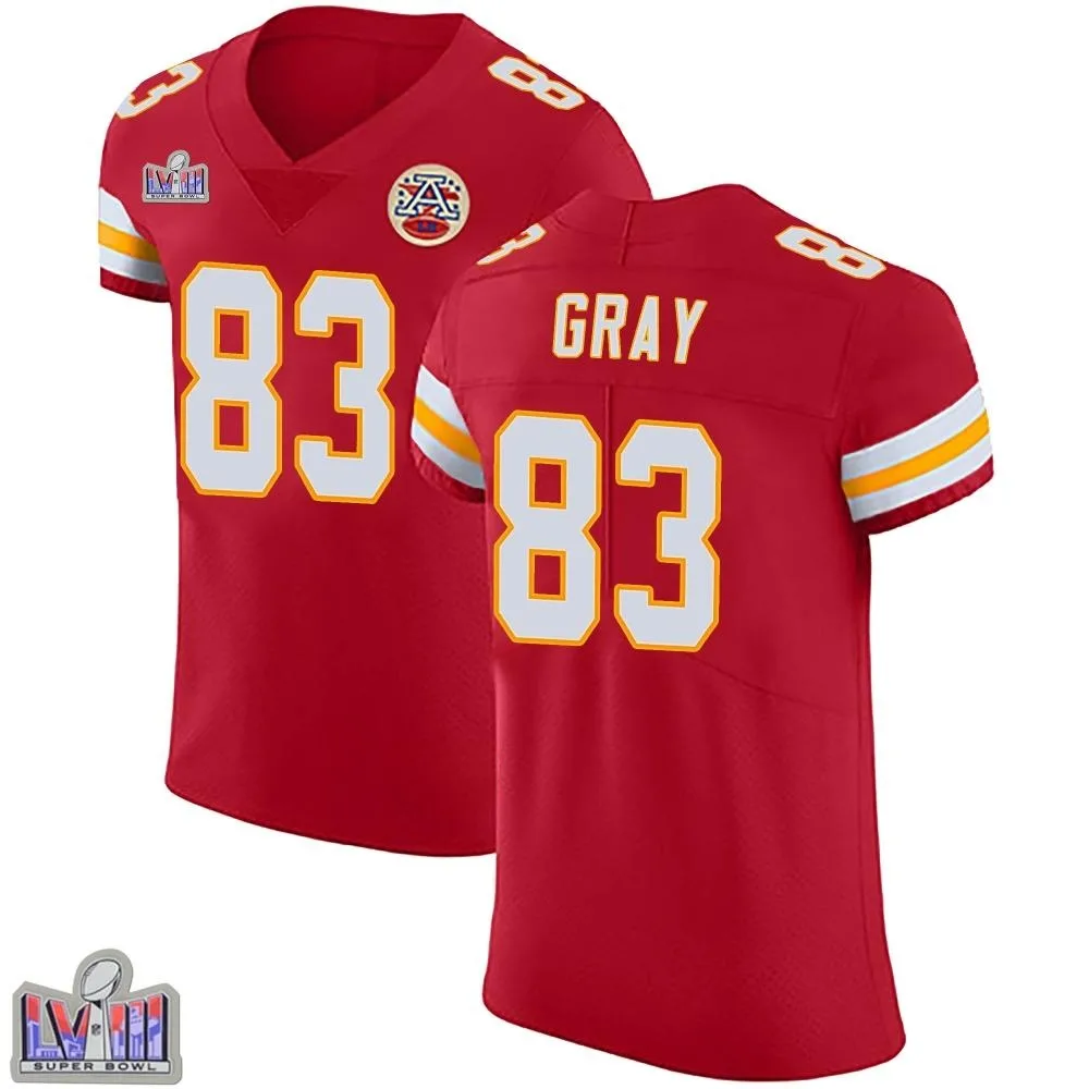 Men's Kansas City Chiefs Noah Gray Nike Team Color Vapor Untouchable Super Bowl LVIII Patch Elite Red Jersey Men's Kansas City Chiefs Noah Gray Nike Team Color Vapor Untouchable Super Bowl LVIII Patch Elite Red Jersey