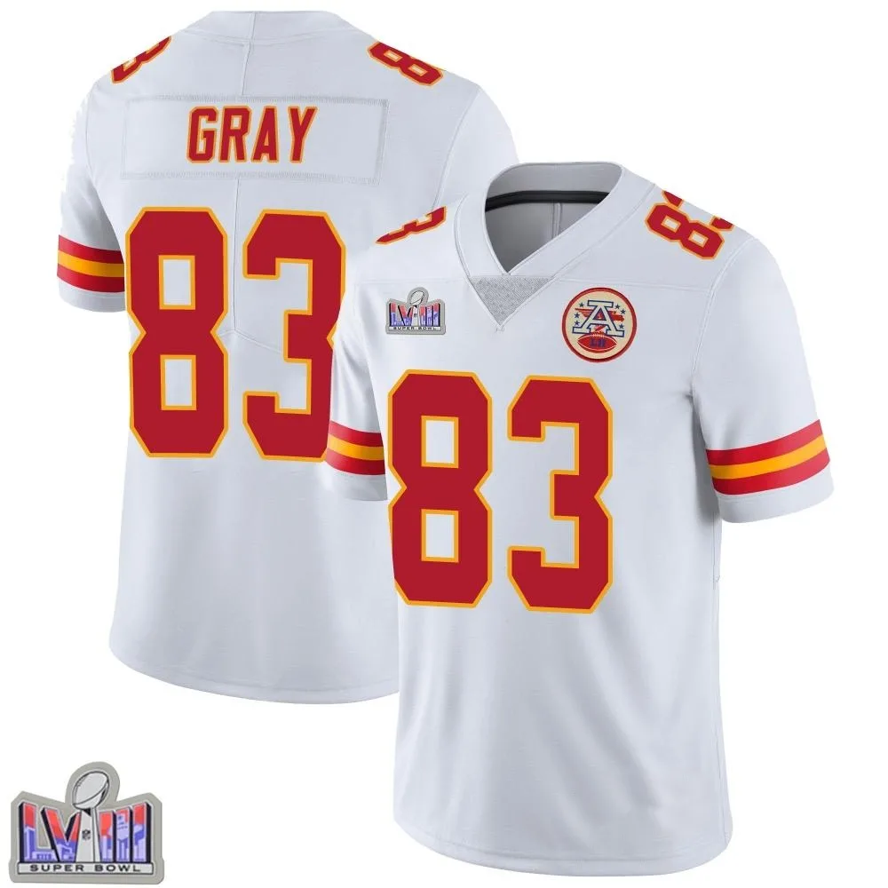 Men's Kansas City Chiefs Noah Gray Nike Vapor Untouchable Super Bowl LVIII Patch Limited White Jersey Men's Kansas City Chiefs Noah Gray Nike Vapor Untouchable Super Bowl LVIII Patch Limited White Jersey