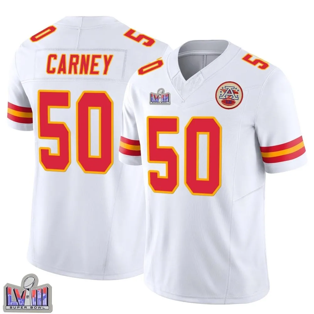 Men's Kansas City Chiefs Owen Carney Nike Vapor F.U.S.E. Super Bowl LVIII Patch Limited White Jersey Men's Kansas City Chiefs Owen Carney Nike Vapor F.U.S.E. Super Bowl LVIII Patch Limited White Jersey