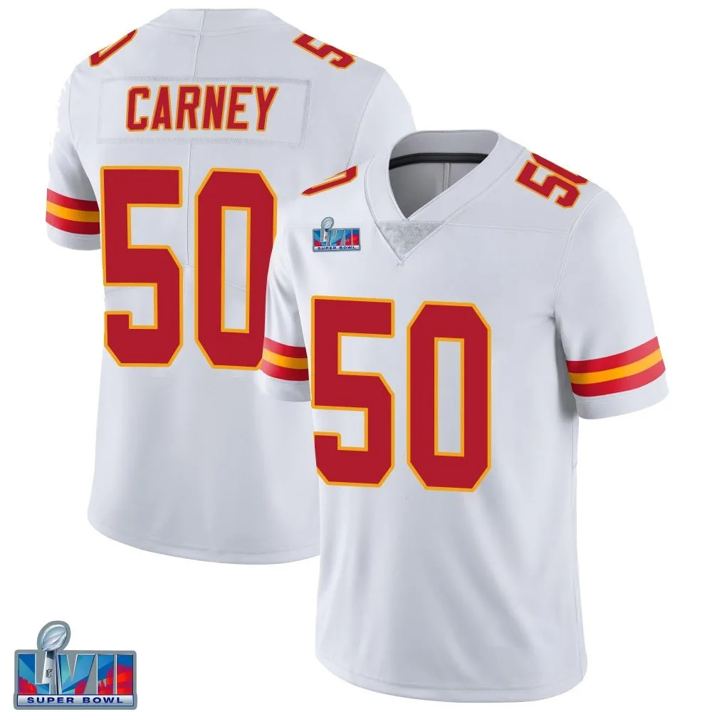 Men's Kansas City Chiefs Owen Carney Nike Vapor Untouchable Super Bowl LVII Patch Limited White Jersey Men's Kansas City Chiefs Owen Carney Nike Vapor Untouchable Super Bowl LVII Patch Limited White Jersey