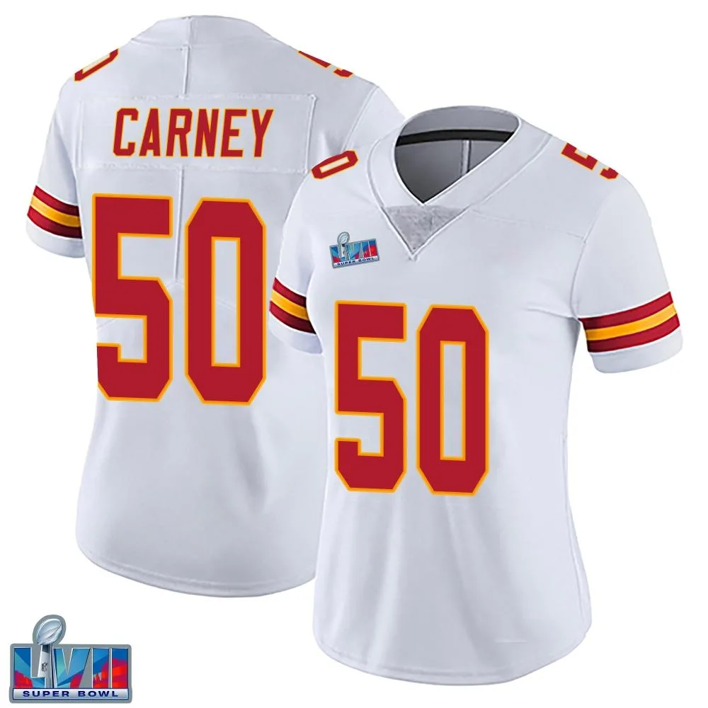 Women's Kansas City Chiefs Owen Carney Nike Vapor Untouchable Super Bowl LVII Patch Limited White Jersey Women's Kansas City Chiefs Owen Carney Nike Vapor Untouchable Super Bowl LVII Patch Limited White Jersey