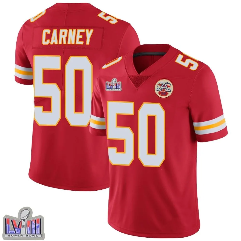Youth Kansas City Chiefs Owen Carney Nike Team Color Vapor Untouchable Super Bowl LVIII Patch Limited Red Jersey Youth Kansas City Chiefs Owen Carney Nike Team Color Vapor Untouchable Super Bowl LVIII Patch Limited Red Jersey