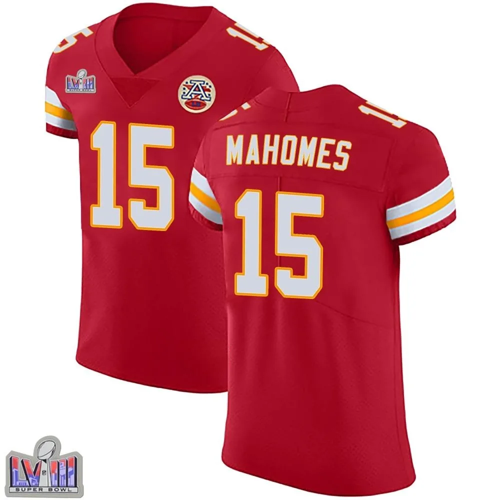 Men's Kansas City Chiefs Patrick Mahomes Nike Team Color Vapor Untouchable Super Bowl LVIII Patch Elite Red Jersey Men's Kansas City Chiefs Patrick Mahomes Nike Team Color Vapor Untouchable Super Bowl LVIII Patch Elite Red Jersey