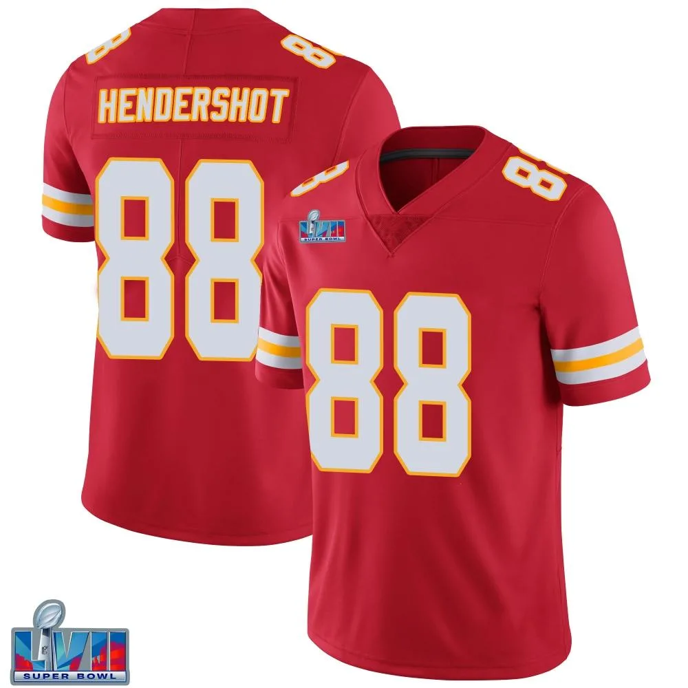 Youth Kansas City Chiefs Peyton Hendershot Nike Team Color Vapor Untouchable Super Bowl LVII Patch Limited Red Jersey Youth Kansas City Chiefs Peyton Hendershot Nike Team Color Vapor Untouchable Super Bowl LVII Patch Limited Red Jersey